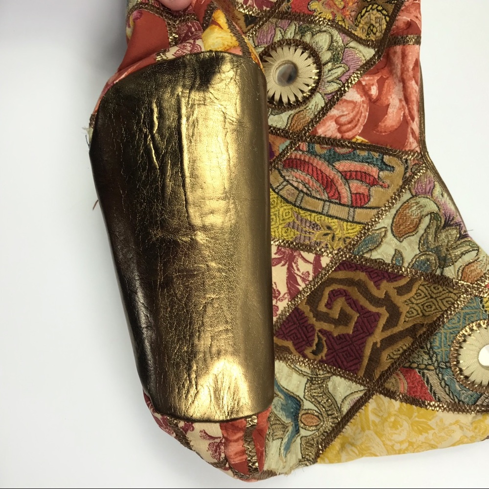 Saks Fifth Ave Patchwork Mirror Metallic Hobo Bag - Picture 4 of 8